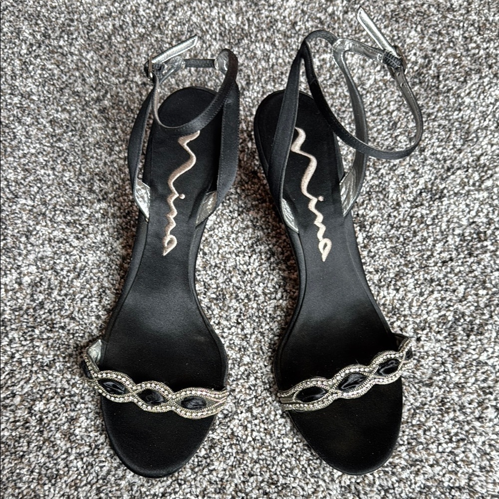 Nina Black Strappy Heels
